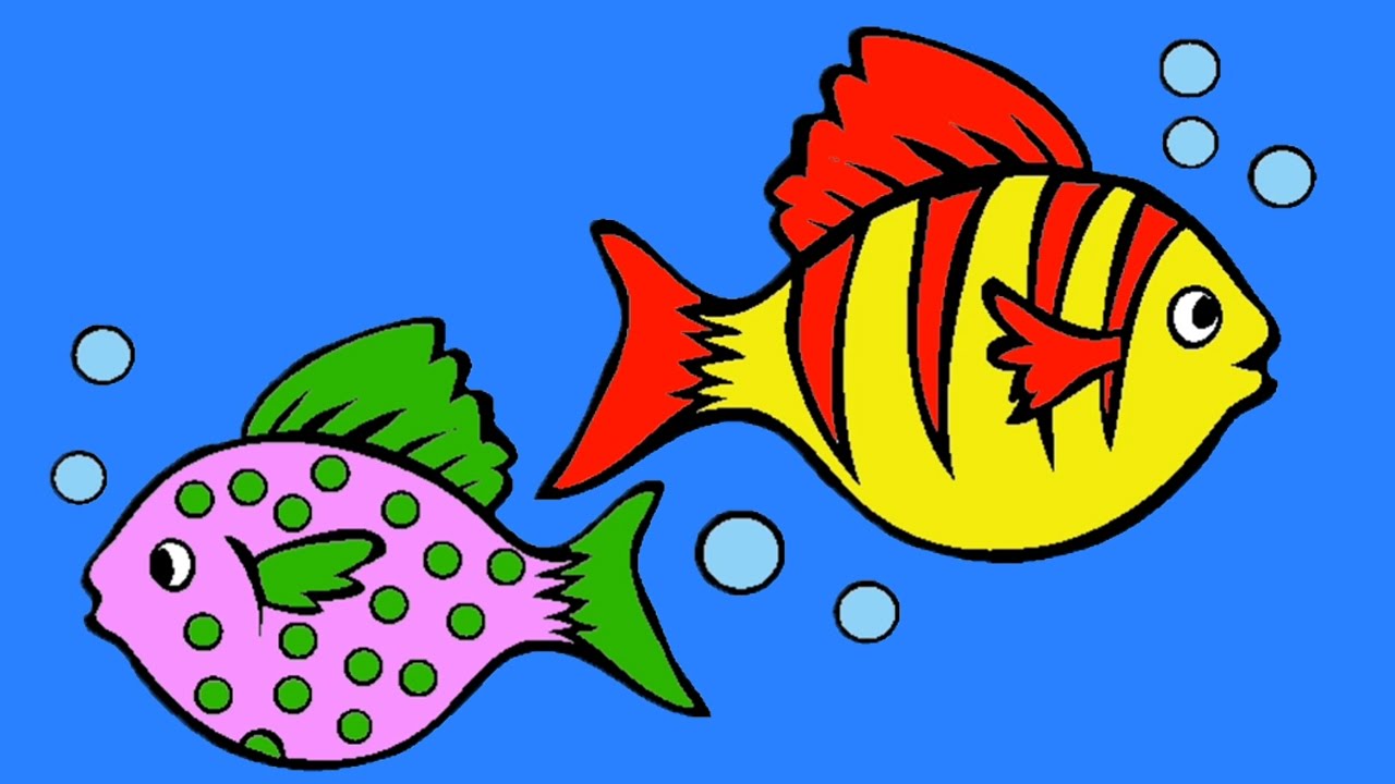 1280x720 Learn Colors - Fish Drawing For Kids