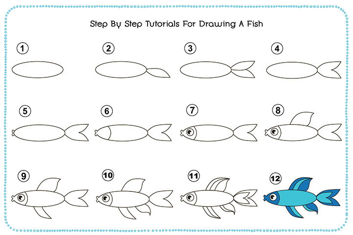 720x480 How To Draw A Fish Step - Fish Drawing For Kids