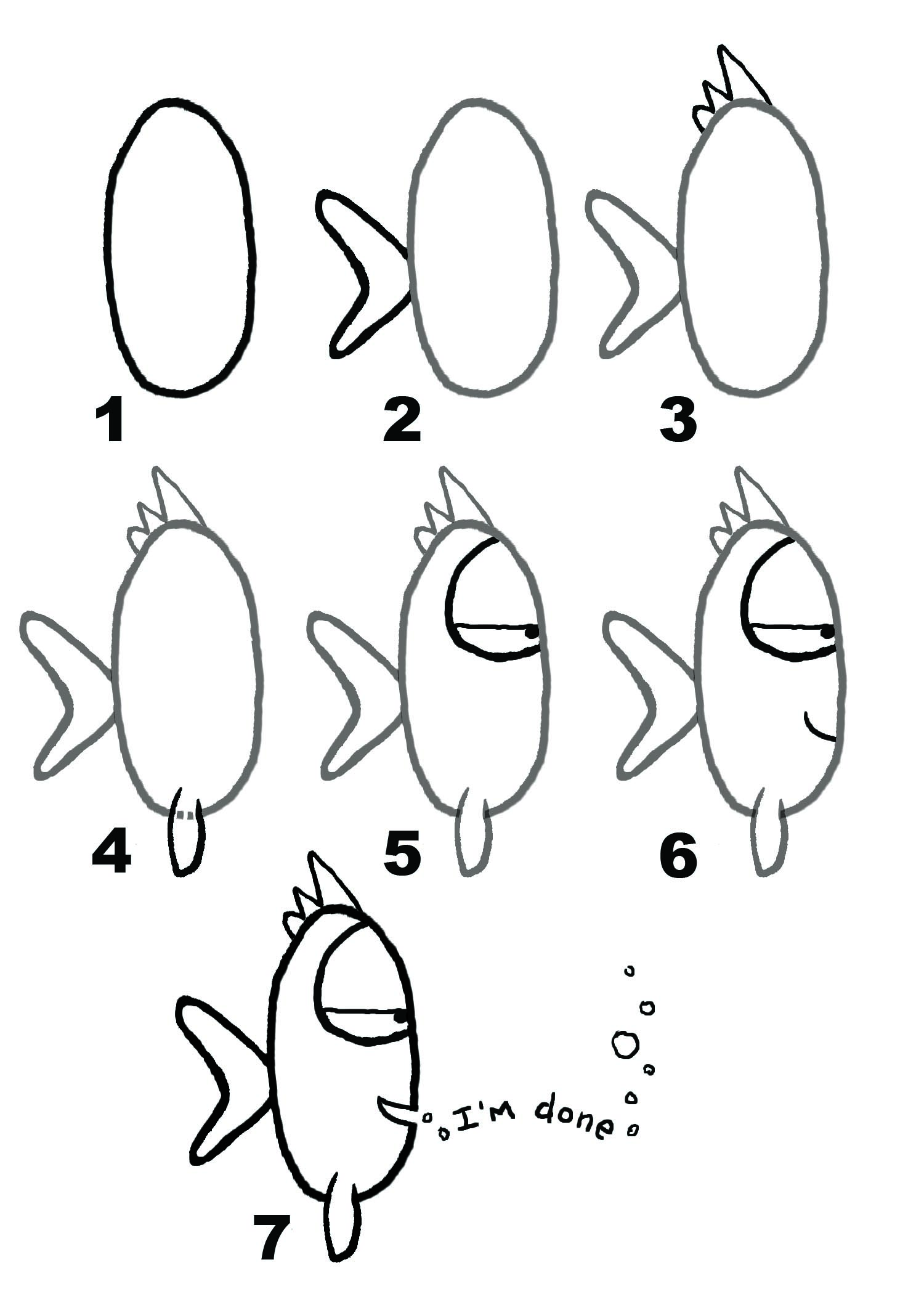 1500x2100 Easy To Draw Fish Launching Sketches Drawing Of Swordfish How - Fish Drawing Images