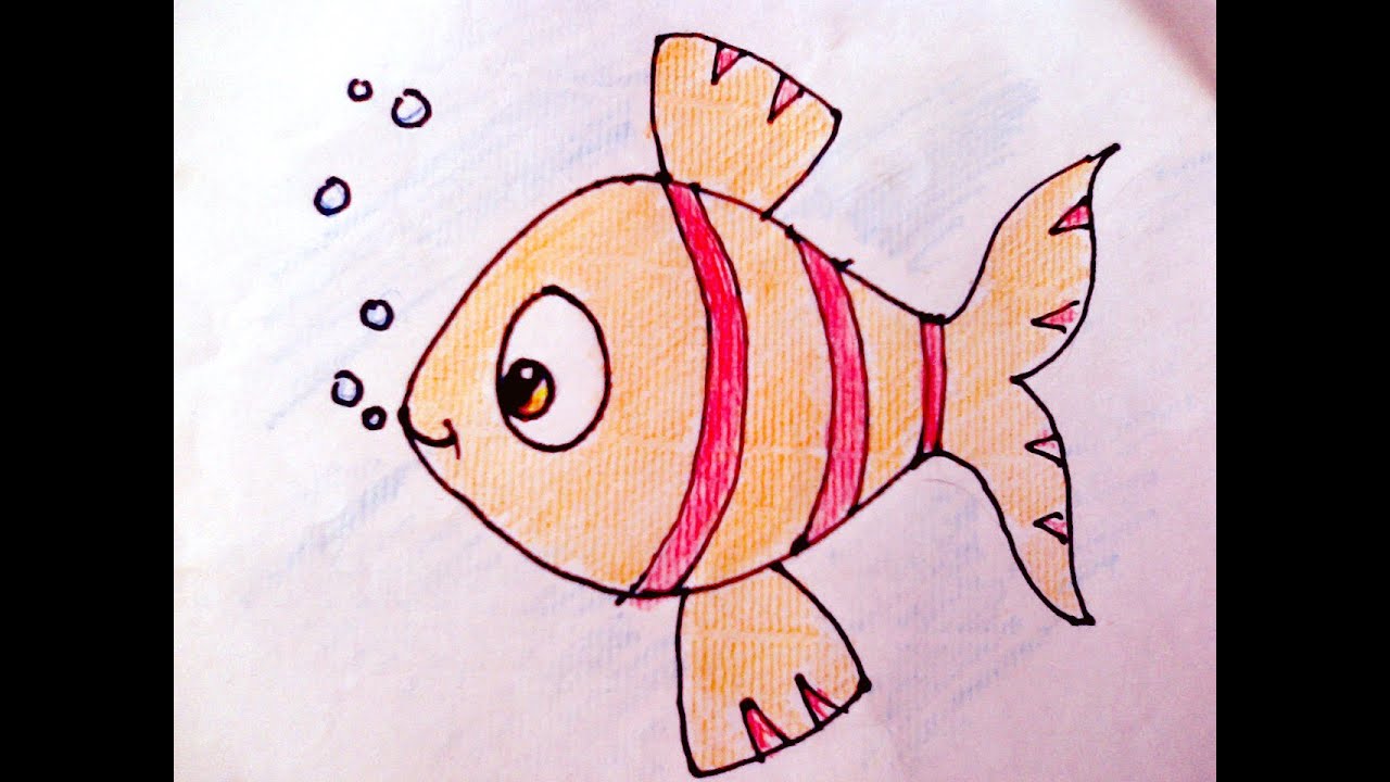 1280x720 Drawing How To Draw Fish And Colour For Kids Art - Fish Drawing Photos