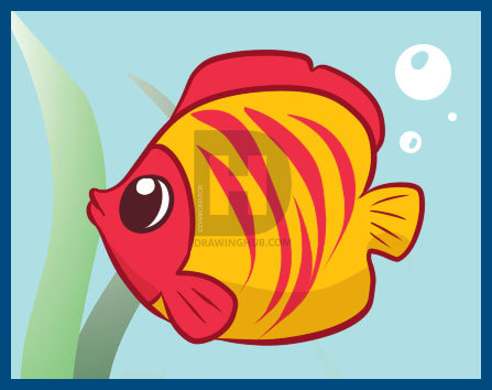 447x354 How To Draw A Simple Fish, Step - Fish Drawing Simple