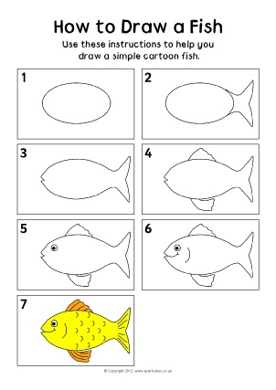 302x427 How To Draw Step - Fish Drawing Step By Step