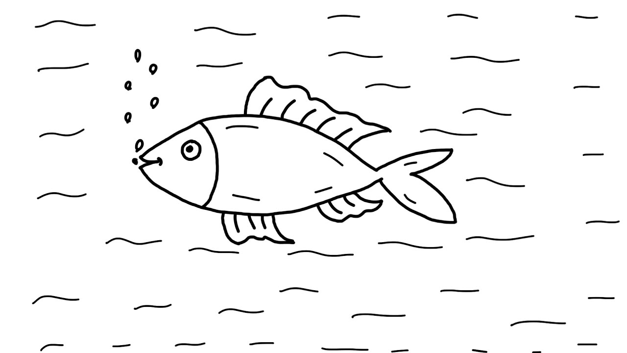 1280x720 How To Draw A Cartoon Fish Step - Fish Drawing Step By Step
