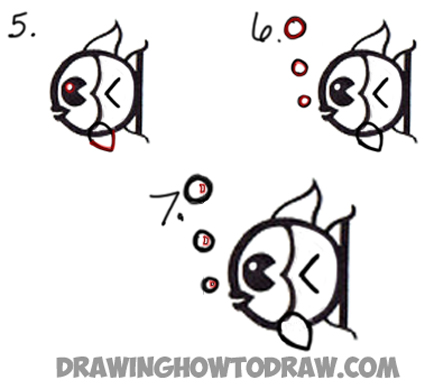 425x389 How To Draw A Cute Cartoon Fish From A Lowercase Letter A Shape - Fish Drawing Step By Step