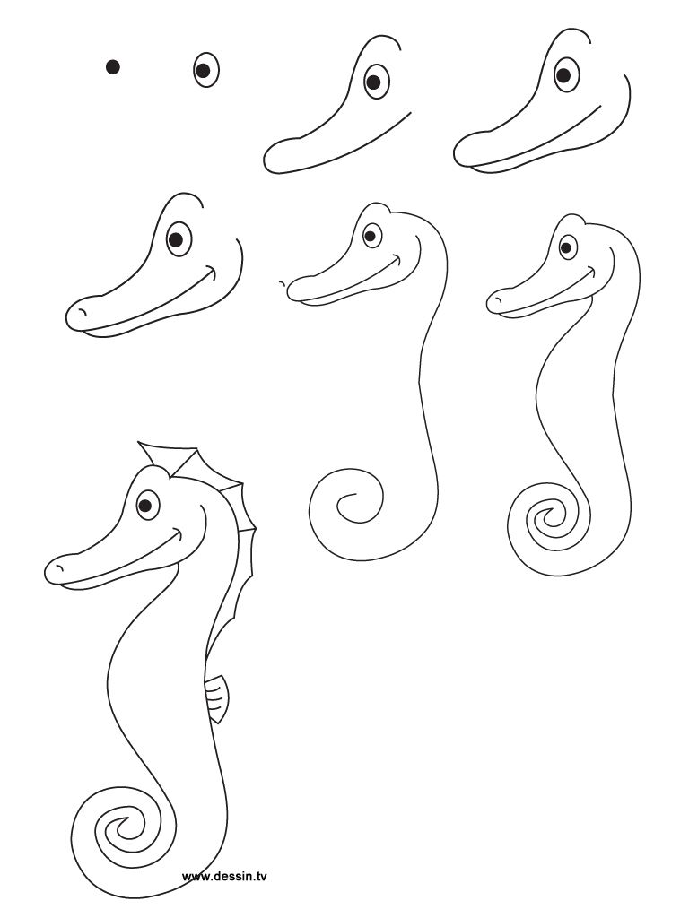 768x1024 How To Draw A Fish How To Draw A Seahorse With Simple Step - Fish Drawing Step By Step
