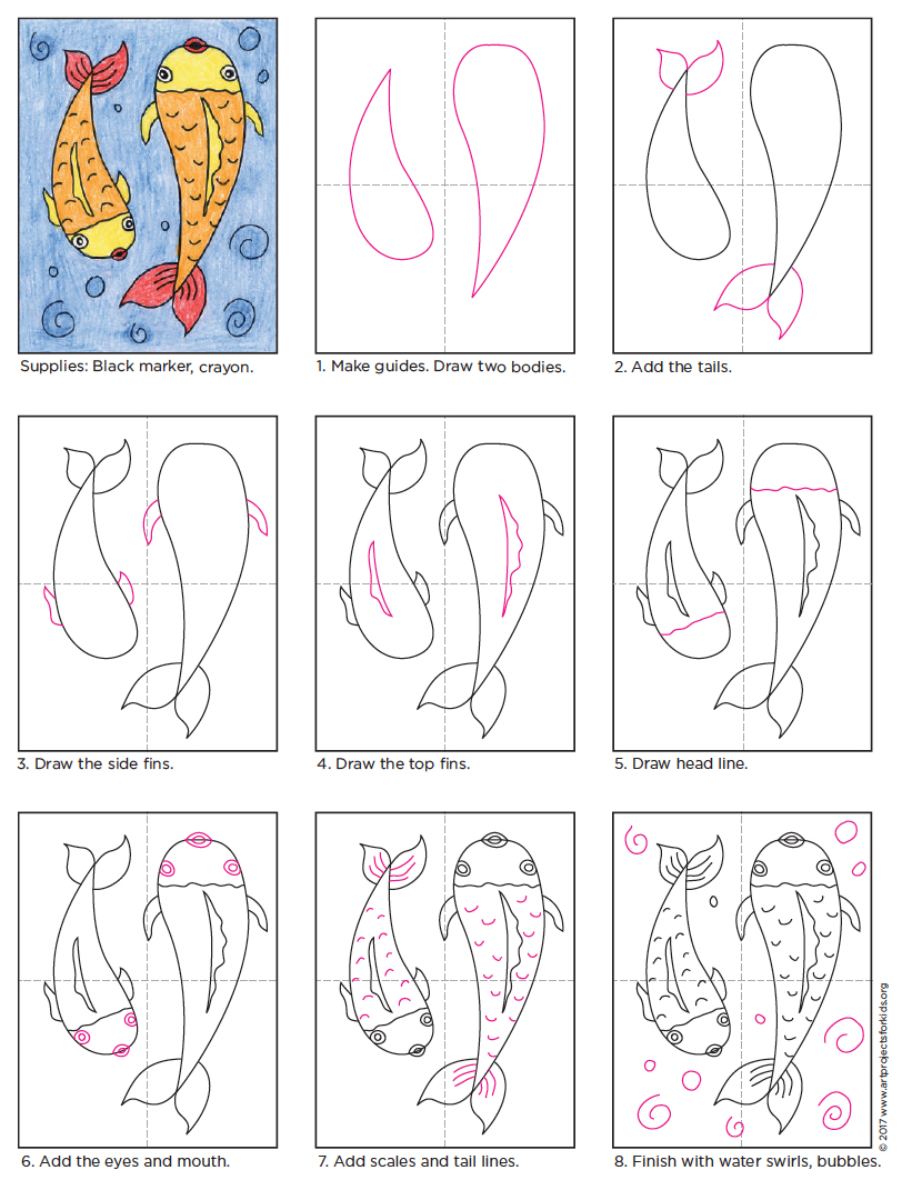 812x1071 Koi Fish Painting Art Projects For Kids - Fish Drawing Step By Step