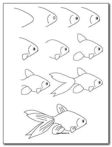 387x507 Education - Fish Drawing Step By Step