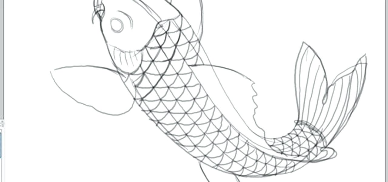 1280x600 simple fish outline simple fish outline koi fish kite template - Fish Drawing Template