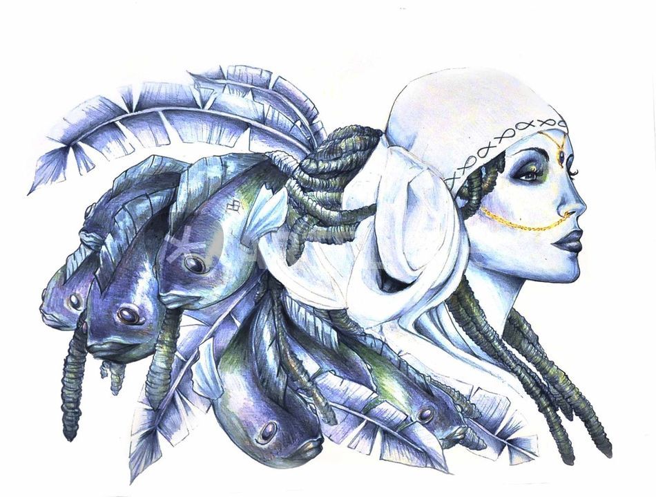 950x719 Fish Head Drawing Art Prints And Posters - Fish Head Drawing