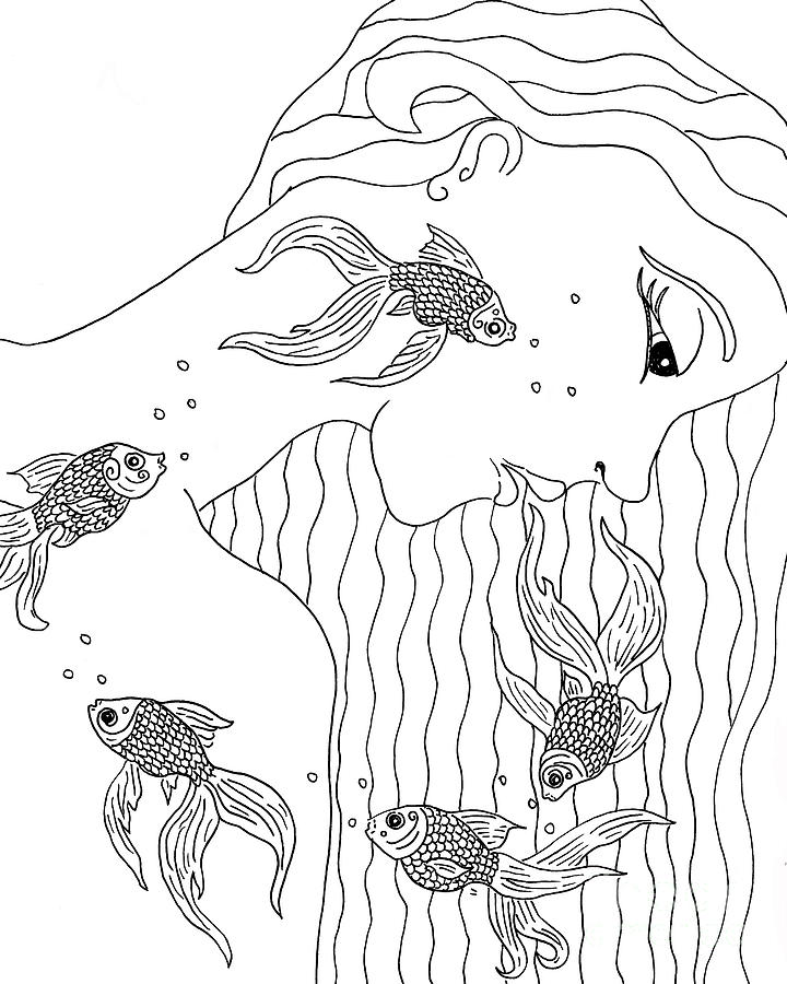 720x900 Mermaid Fish Head Woman - Fish Head Drawing