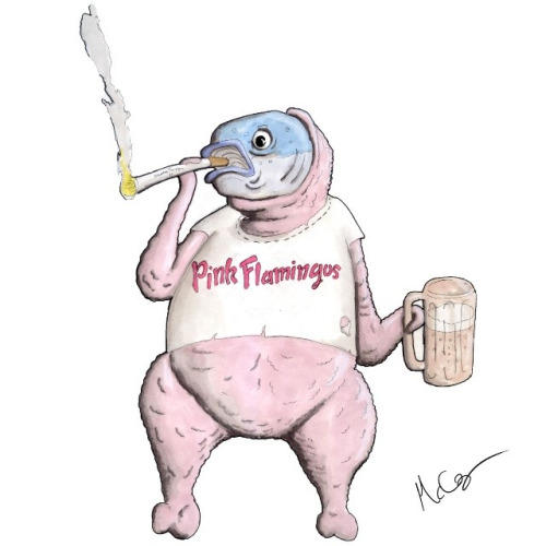 500x500 Smoking Chicken With Fish - Fish Head Drawing