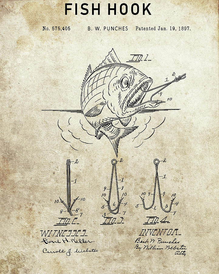 721x900 Fishing Hook Patent Drawing - Fish Hook Drawing