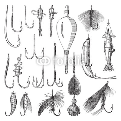 400x400 Fishing Hook Collection Vintage Illustration Buy Photos Ap - Fish Hook Drawing