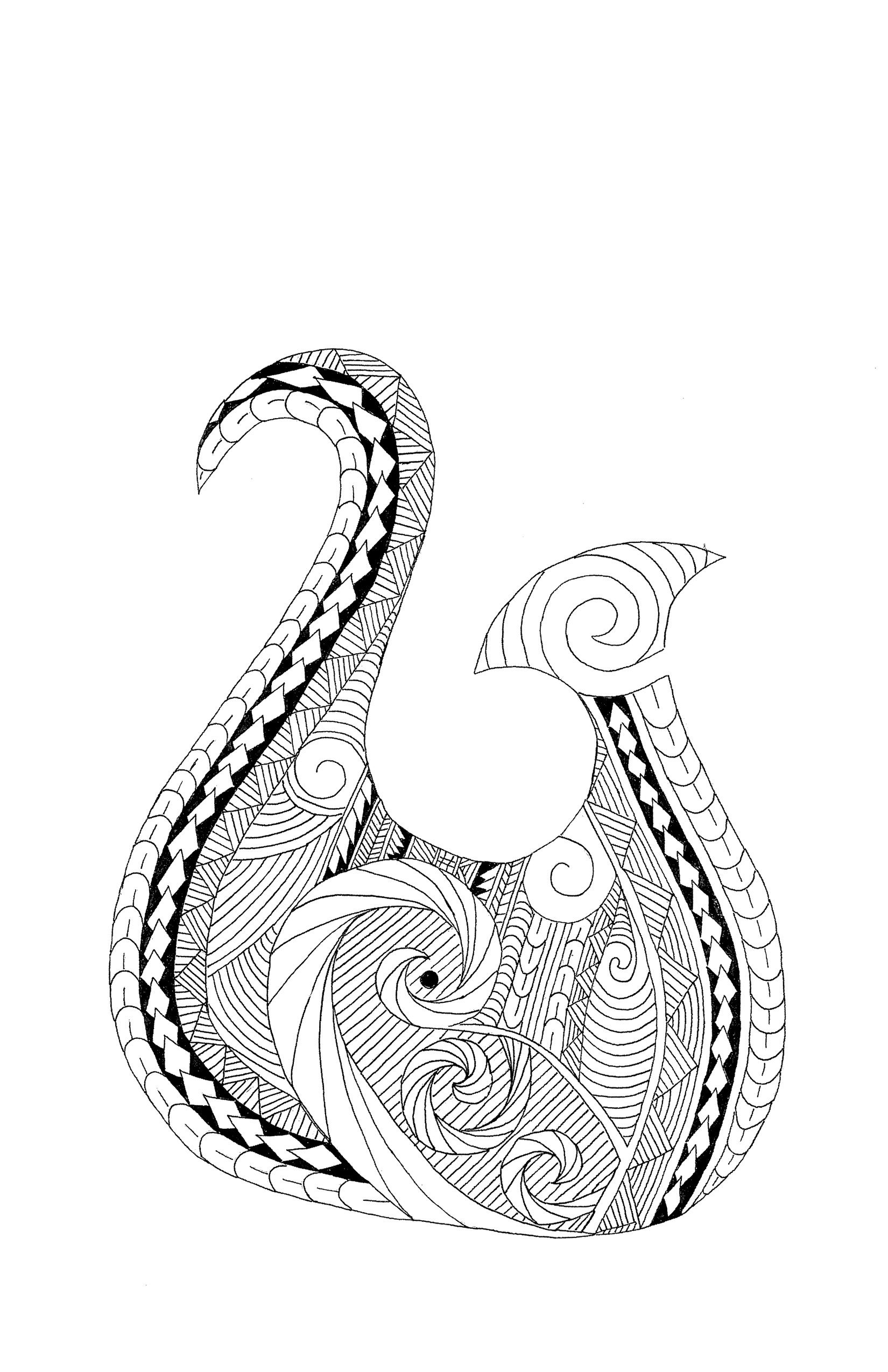 1650x2550 Hei Matau - Fish Hook Drawing