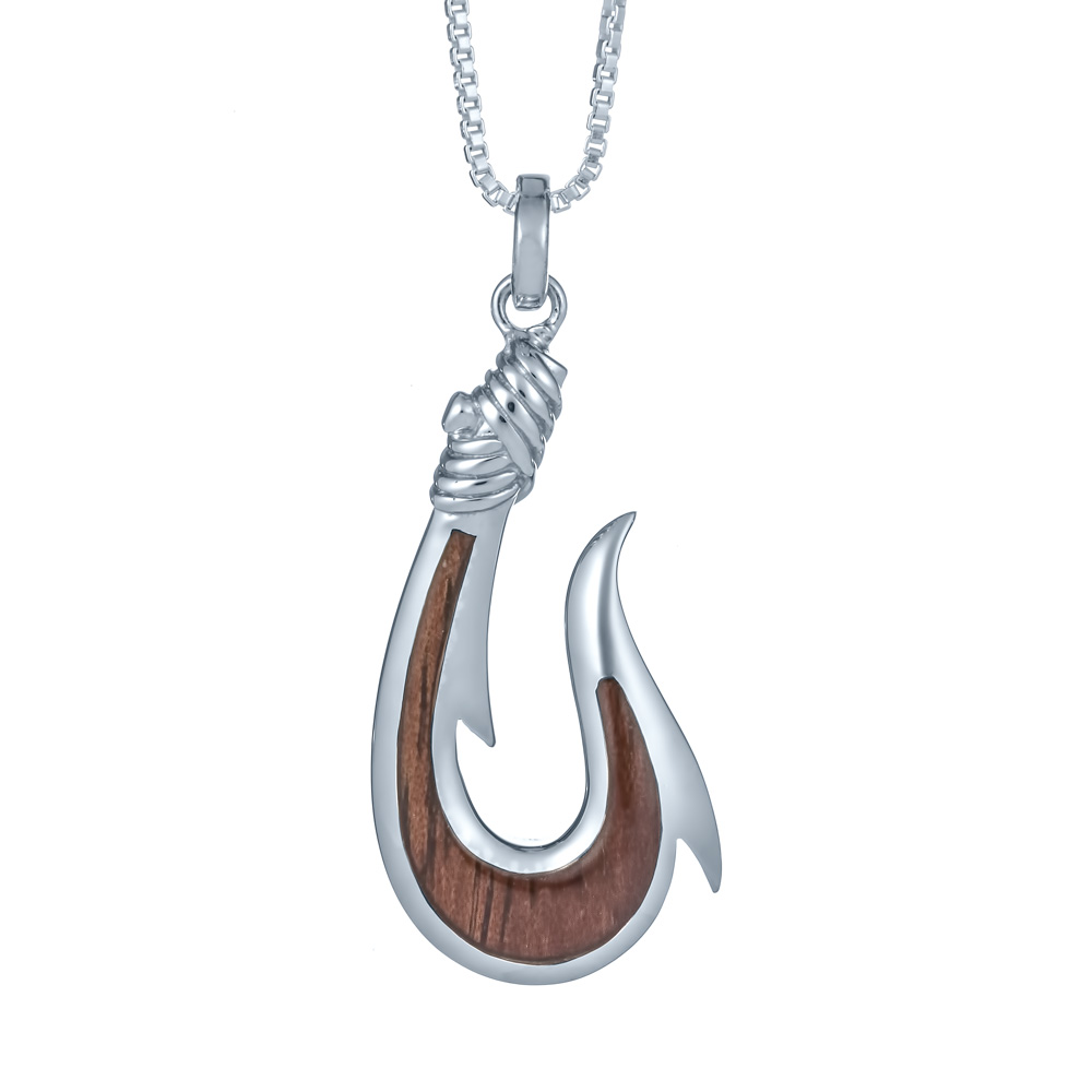 1000x1000 Koa Wood Fish Hook Necklace - Fish Hook Drawing