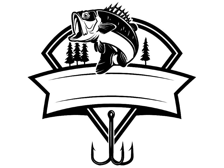 931x700 Bass Fishing Logo Angling Fish Hook Fresh Water Hunting Etsy - Fish Hook Drawing