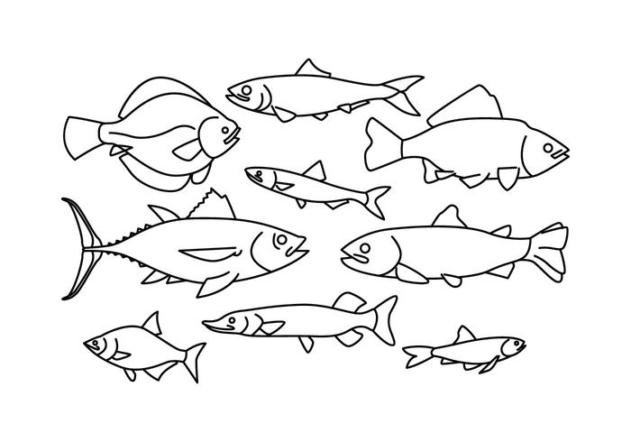 700x490 Free Fish Line Icon Vector - Fish Line Drawing