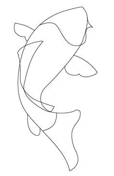 236x362 Minimalist Fish Drawing - Fish Line Drawing