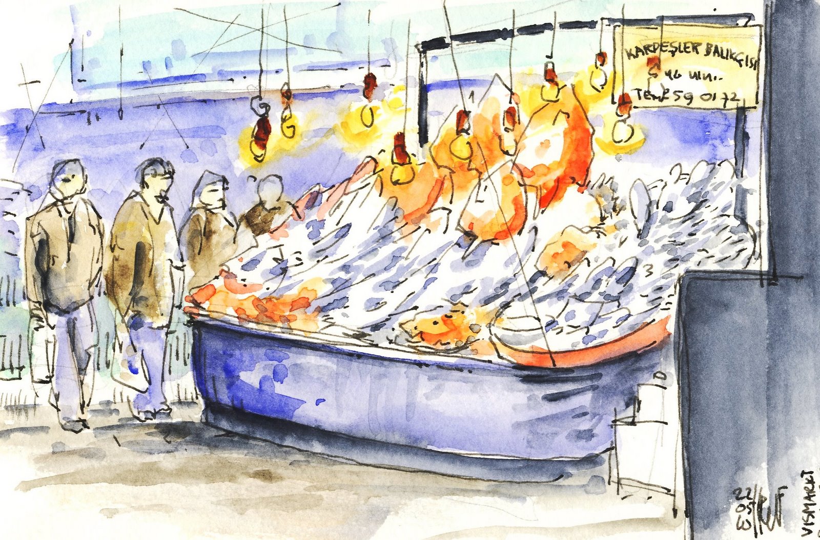 Fish Market Drawing At Paintingvalley Com Explore Collection Of