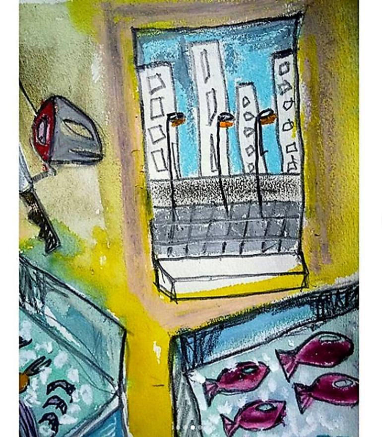 770x880 At The Fish Market Drawing - Fish Market Drawing