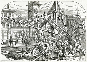 300x215 Billingsgate Fish Market, Carrying Fish Drawing - Fish Market Drawing