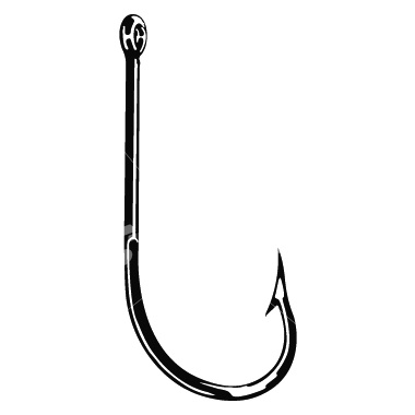 380x380 Fishing Hook Clipart Black And White Clip Art Images - Fish On A Hook Drawing