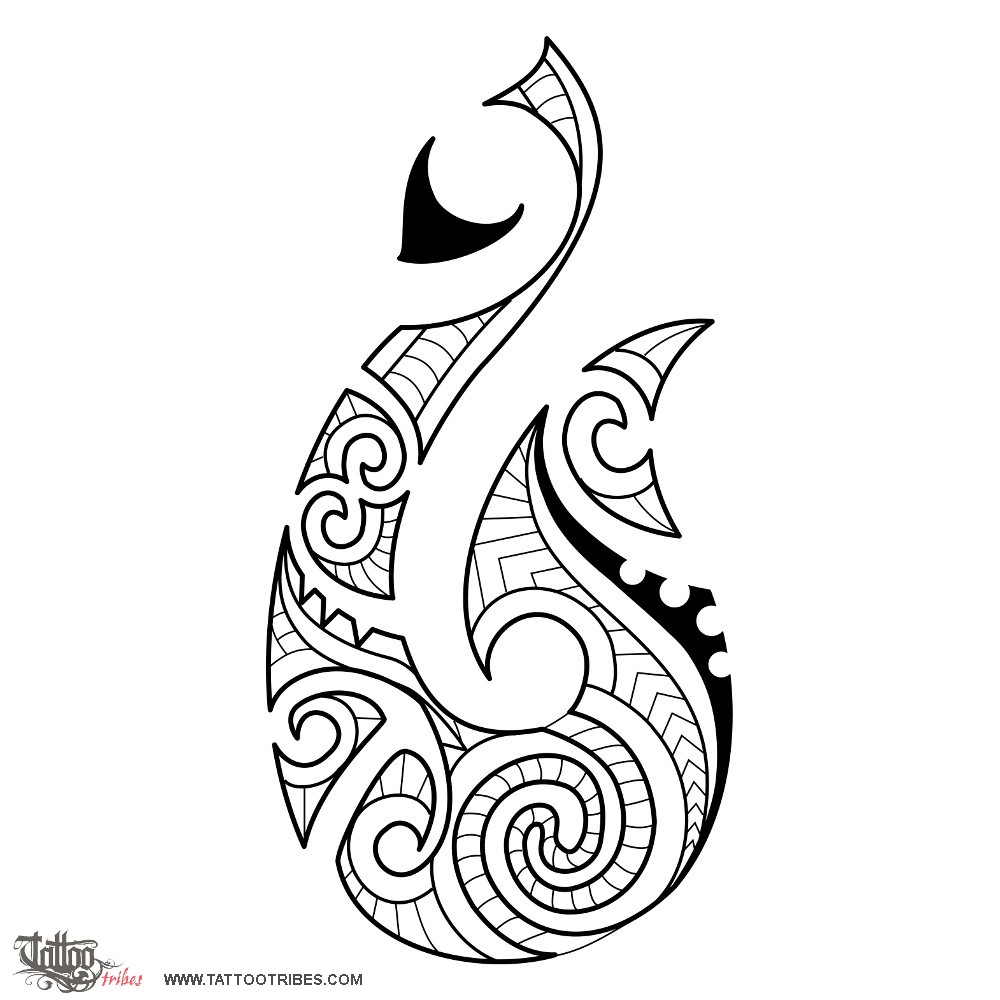 1000x1000 Tattoo Of Matau, Wealth Tattoo - Fish On A Hook Drawing