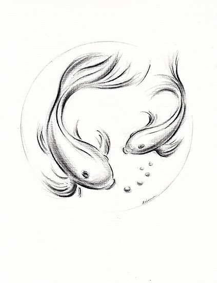 423x550 Good Luck Koi - Fish Pencil Drawing