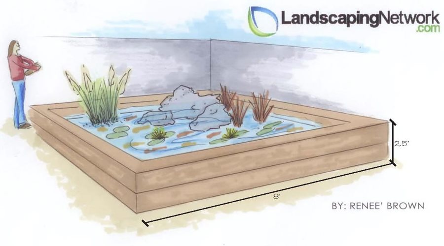 900x500 Pond Size Depth Volume - Fish Pond Drawing