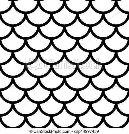 450x470 Japanese Traditional Ornament Seamless Pattern Black And White - Fish Scales Drawing