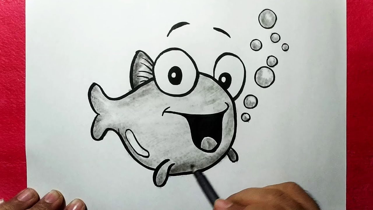 1280x720 How To Draw A Cute Fish Simple Fish Drawing Yzarts - Fish Simple Drawing