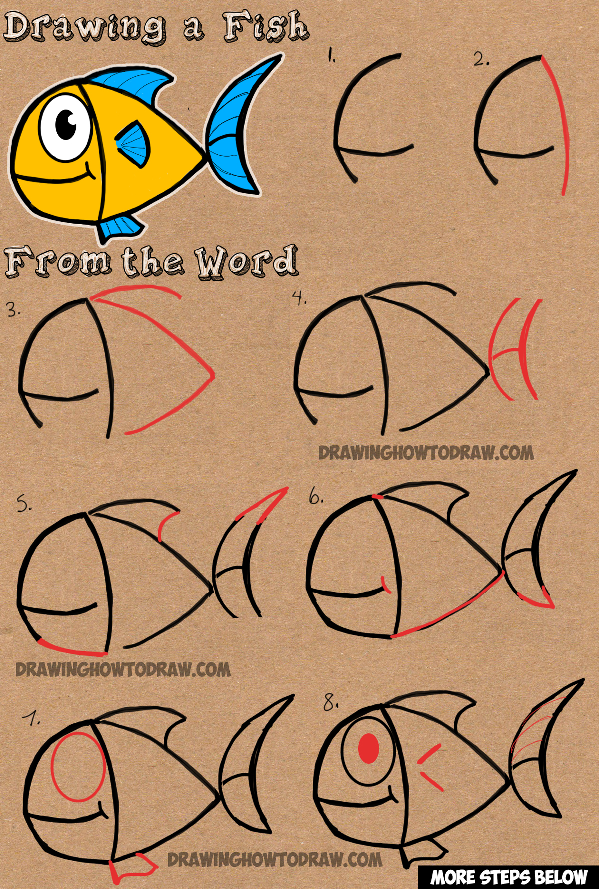 1200x1781 How To Draw A Cartoon Fish From Word Fish Easy Drawing Tutorial - Fish Simple Drawing