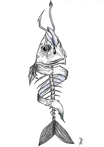 214x300 the catch drawing - Fish Skeleton Drawing