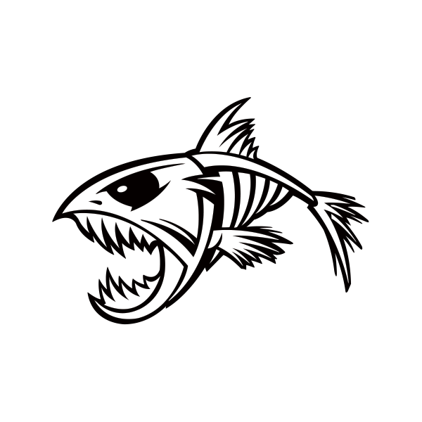 600x600 Tribal Fish Bones Vector Free Stock - Fish Skeleton Drawing