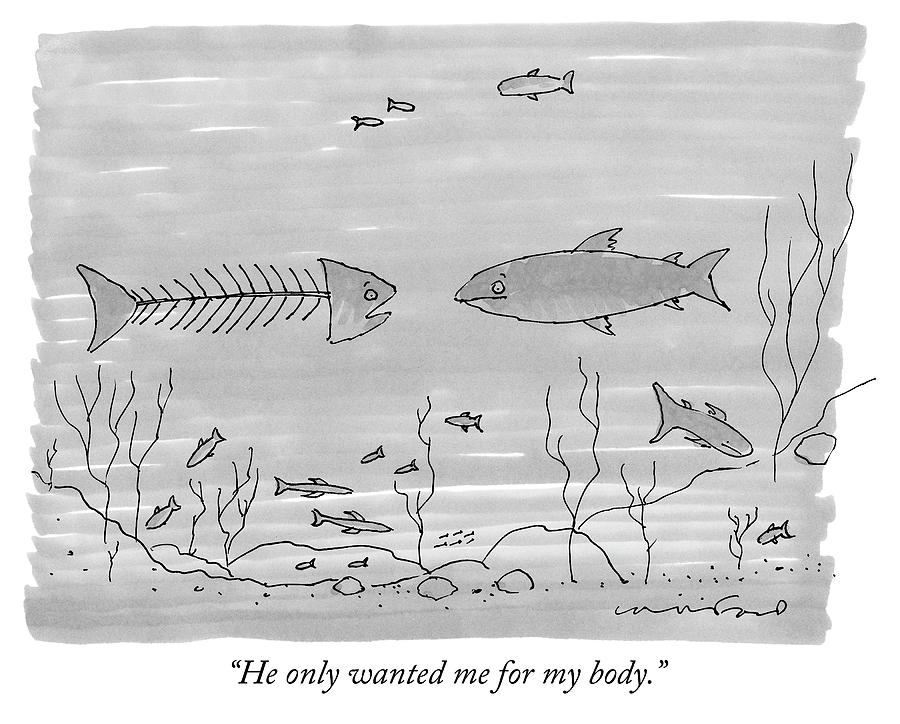 900x724 a fish skeleton with a head speaks to another drawing - Fish Skeleton Drawing