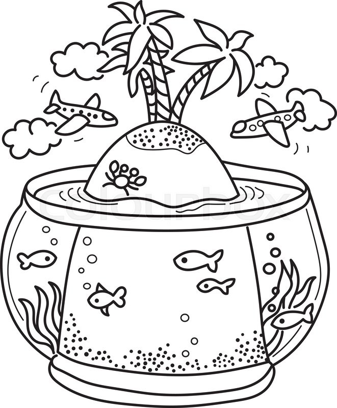 661x800 Freehand Drawing - Fish Tank Drawing