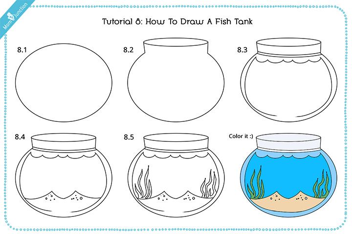 720x480 How To Draw A Fish Step - Fish Tank Drawing
