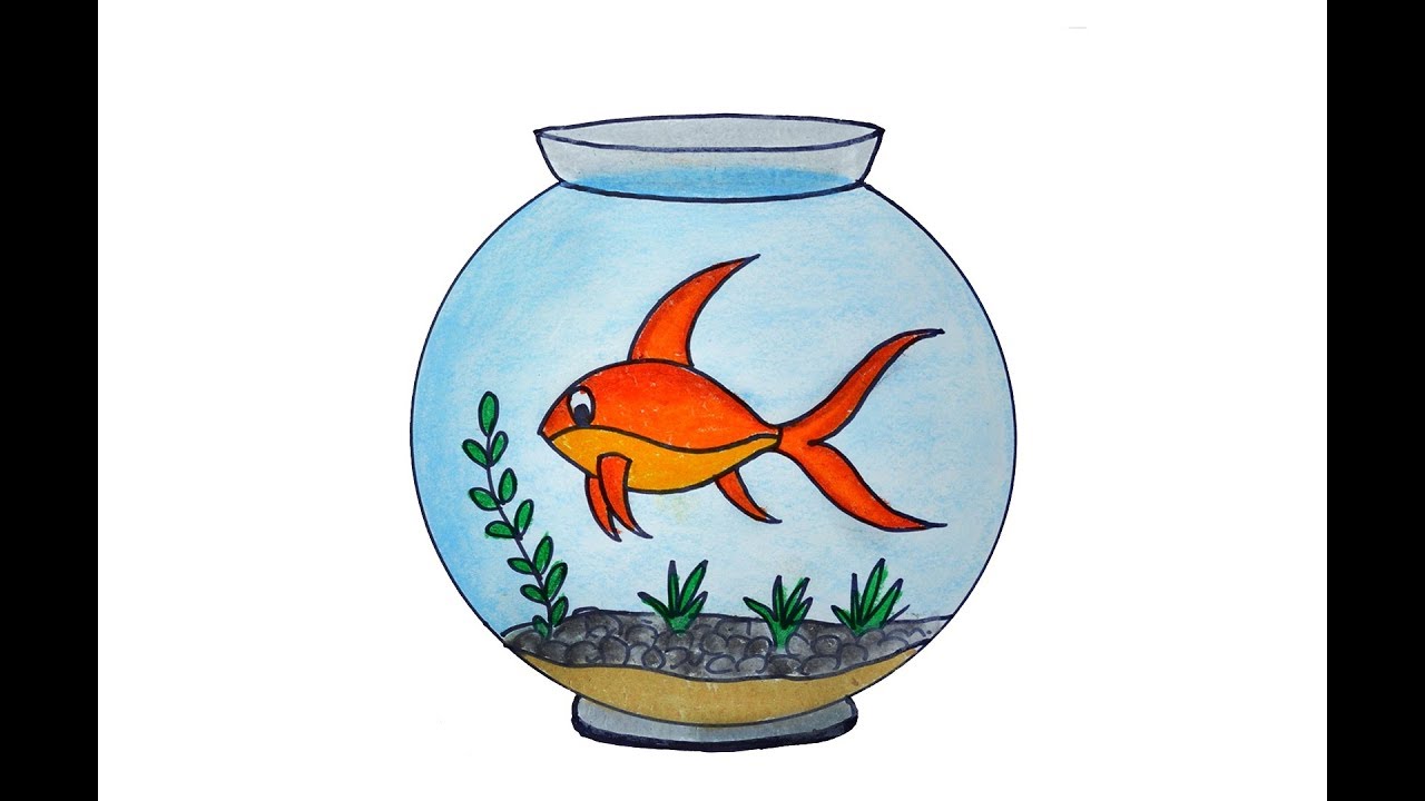 1280x720 How To Draw A Fish Aquarium Easy And Simple, Fish Tank Drawing - Fish Tank Drawing