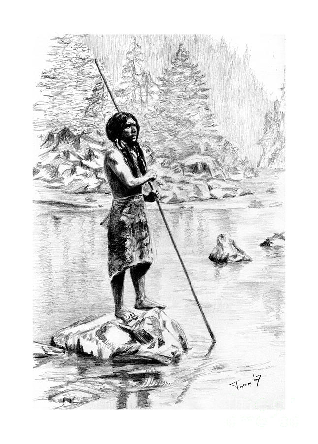 646x900 Hupa Fisherman Drawing - Fisherman Drawing