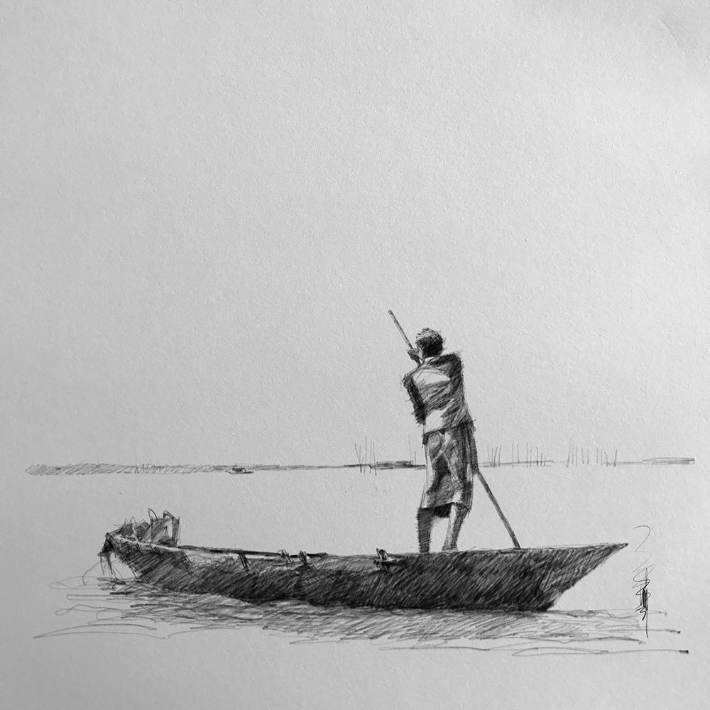 Fisherman Drawing at PaintingValley.com | Explore collection of