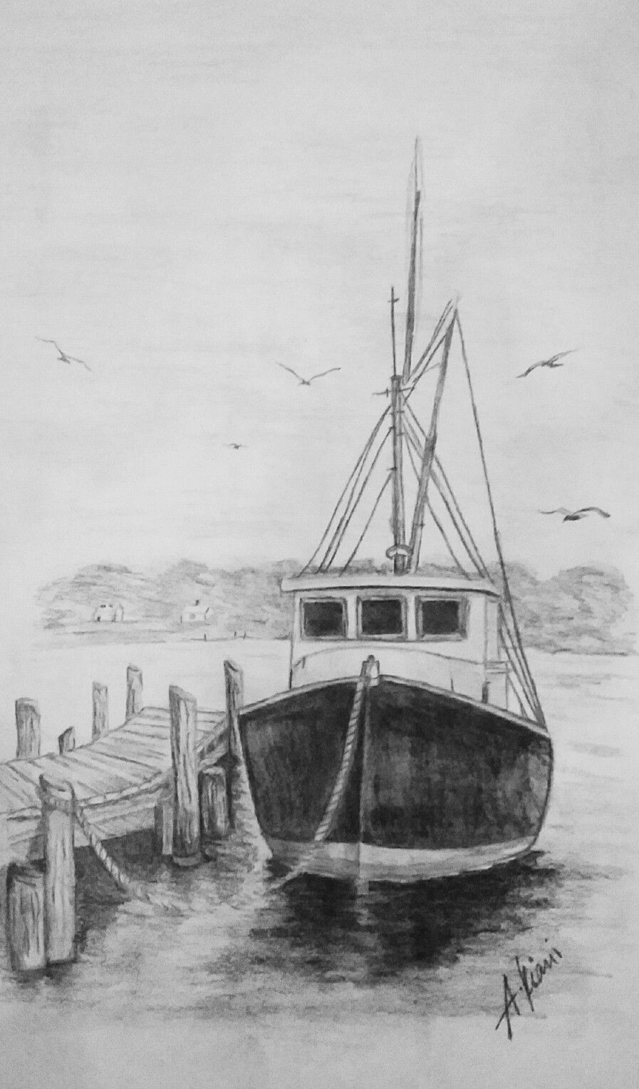 Fishing Boat Drawing at PaintingValley.com | Explore collection of ...