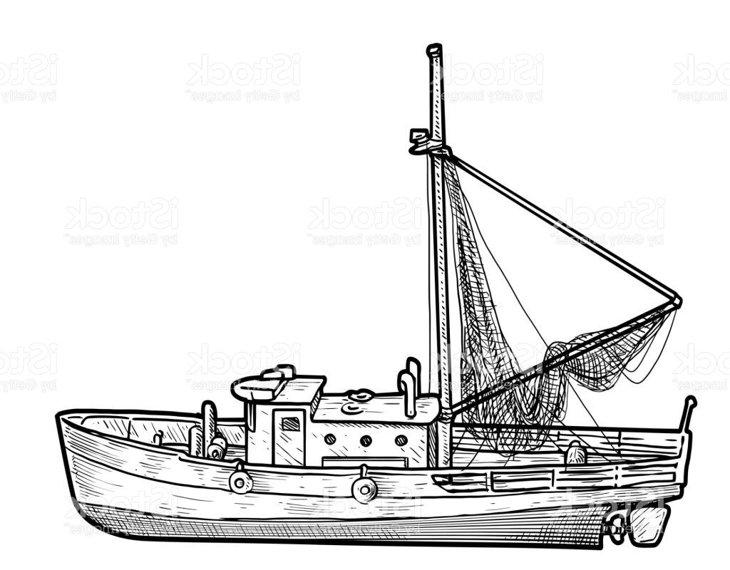 Fishing Boat Line Drawing at PaintingValley.com | Explore collection of