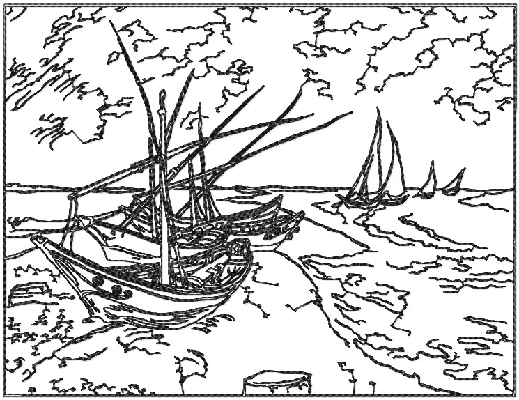 745x574 Advanced Embroidery Designs - Fishing Boat Line Drawing