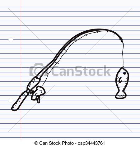 450x470 simple doodle of a fishing rod simple hand drawn doodle - Fishing Pole Drawing