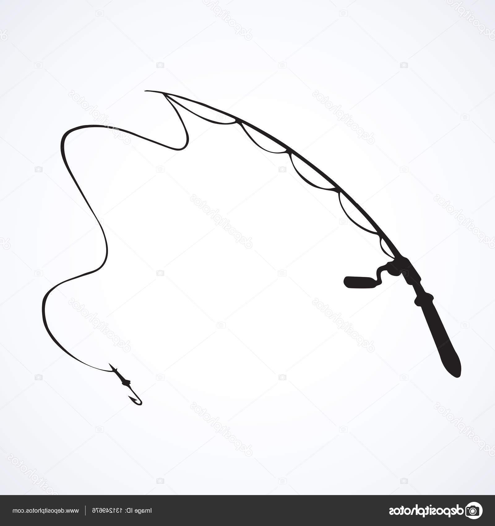 1600x1700 top stock illustration fishing rod vector drawing - Fishing Pole Drawing