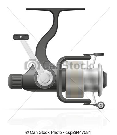 407x470 Spinning Reel For Fishing Vector Illustration Isolated - Fishing Reel Drawing