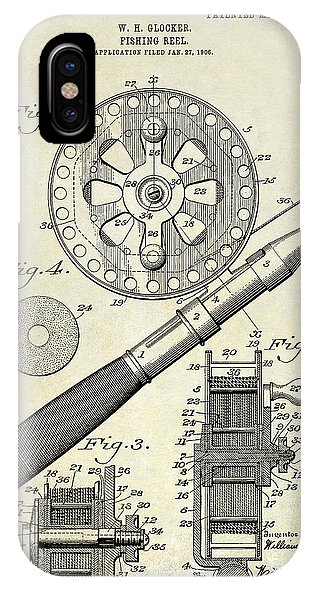 316x592 Fishing Reel Patent Drawing Iphone X Case For Sale - Fishing Reel Drawing
