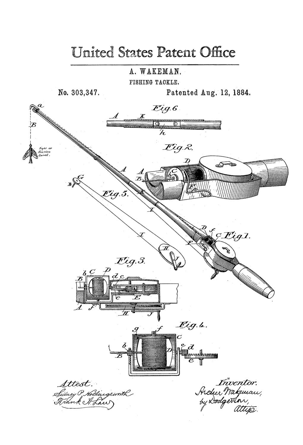 1021x1500 fishing tackle patent patent print, wall decor, fishing rod - Fishing Rod Drawing