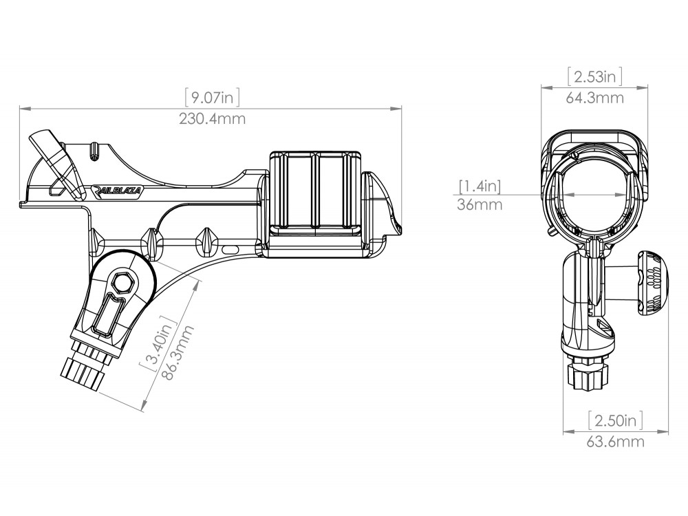 1000x750 railblaza rod holder ii for boat in black - Fishing Rod Drawing