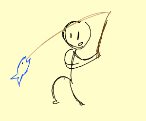 300x250 someone catches fish with fishing rod drawing - Fishing Rod Drawing